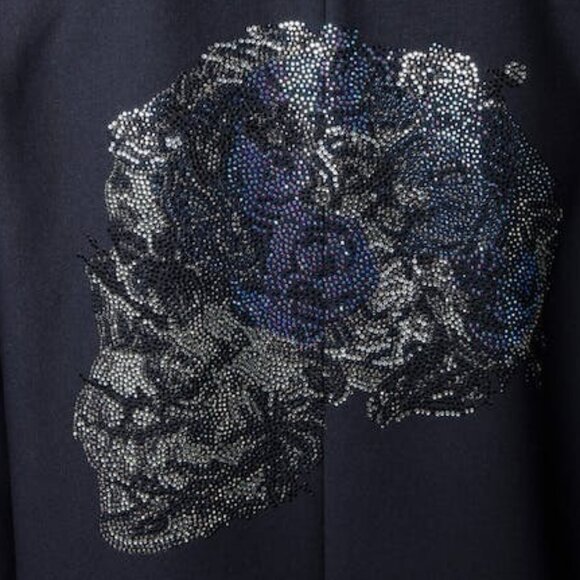 Zadig & Voltaire Blue Rhinestone Skull Blazer Jacket Strass Crystal Embellished - Picture 4 of 17